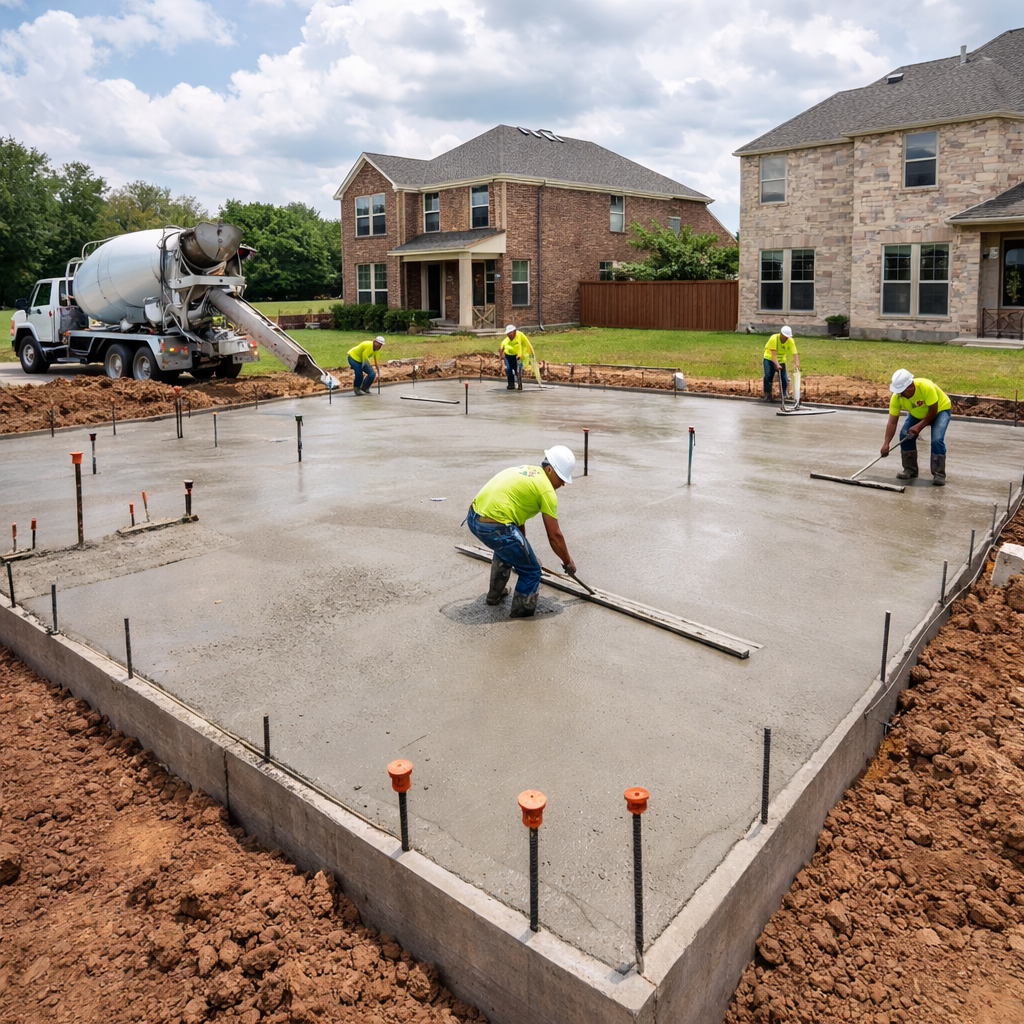 Foundation slab installations in Plano